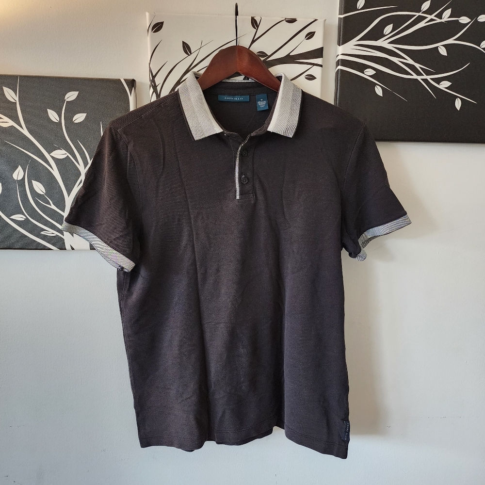 Perry Ellis Slim Fit Buttoned Polo Shirt (Medium)